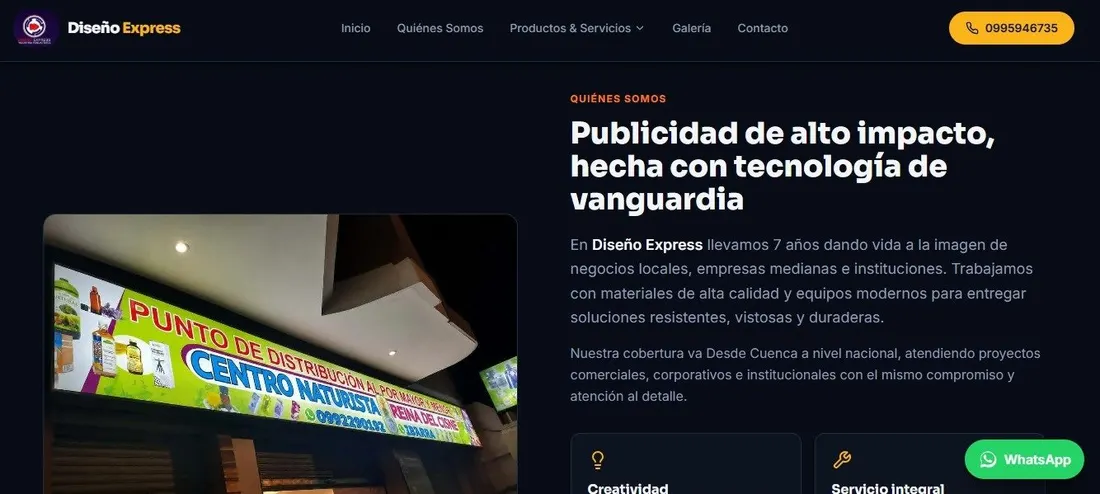 Letrero luminoso de Centro Naturista fabricado por Diseño Express en Cuenca