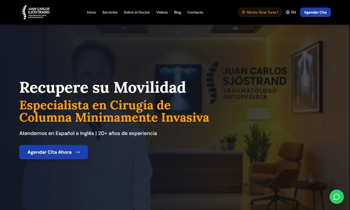 Página de inicio de ortopedistaencuenca.com, web del Dr. Sjöstrand en Cuenca